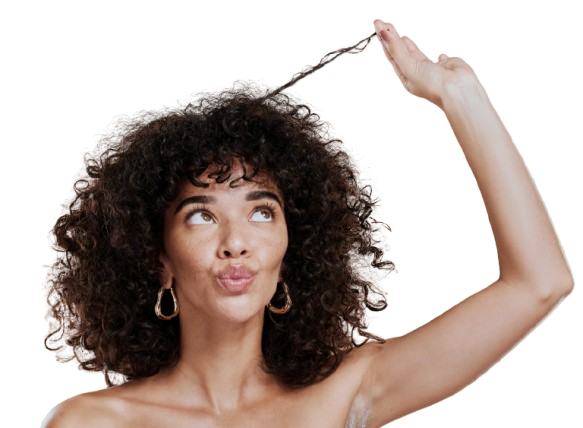 Woman with curly hair